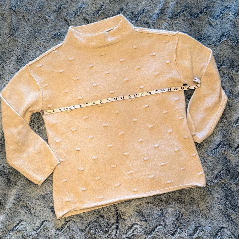 Democracy | Cream Mock Neck Dot-Texture Sweater | Size Small - Picture 5 of 7